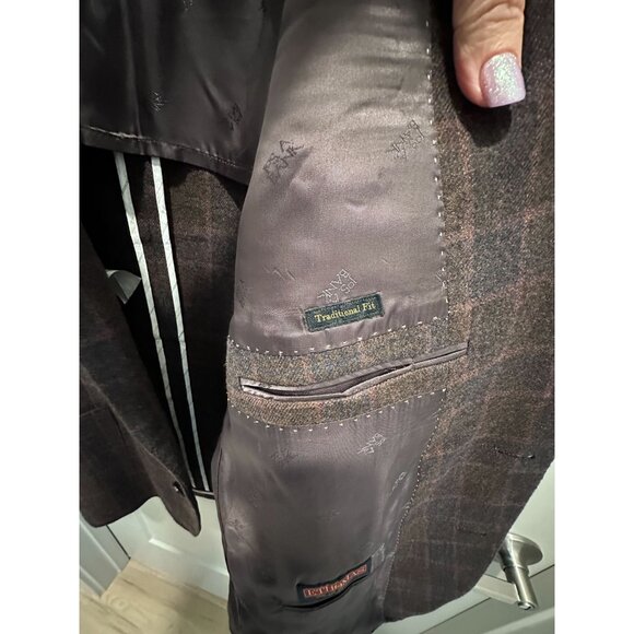 E.thomas Blazer 46R Jos A Bank Reserve Micro Checked Wool Cashmere - Picture 6 of 11